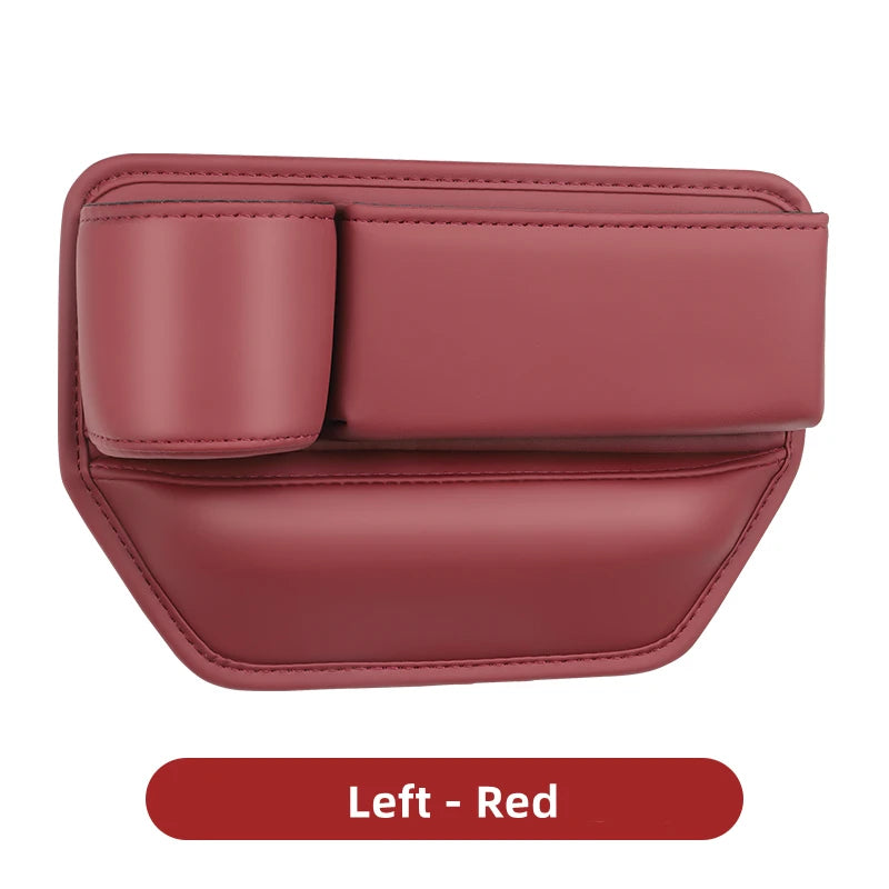 Leather Car Seat Gap Organizer Multifunction Console Crevice Filler Side Storage Box with Cup Holder Car Interior Storage Pocket