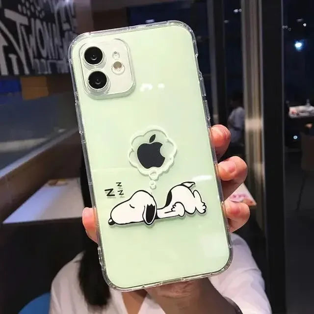 Cute Funny Snoopy Case For Iphone 15 Pro Max 11 14 13 12 Mini 6s 6 7 8 Plus X XS XR Cover Silicone Couqe Soft Transparent