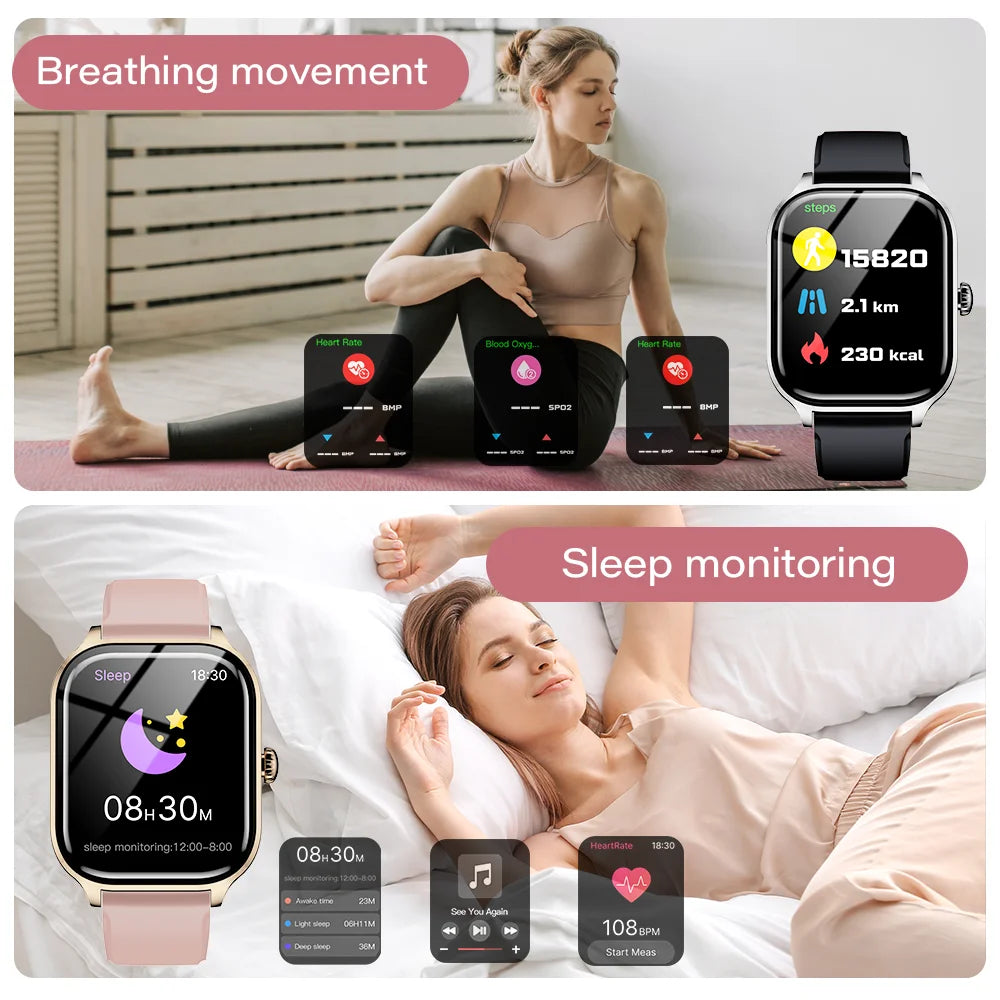 LAXASFIT 2025 New Smart Watch Bluetooth Call Message Reminder 24 Hour Health Monitoring Smart Watch Gift for Men and Women