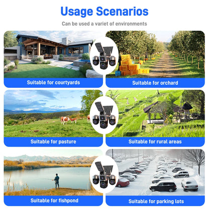 6MP Auto Tracking PTZ Solar Camera Outdoor Wireless, Human Detection PIR WiFi IP Camera with Siren, 2K Solar Powered CCTV