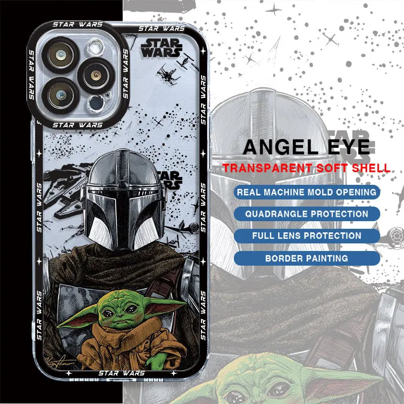 Stars Anime Wars Phone Case for iPhone 7 8 XR 13 Mini 11 12 Pro XS Max 14 Pro Max SE 15 Plus Shell TPU Cover Transparent Soft