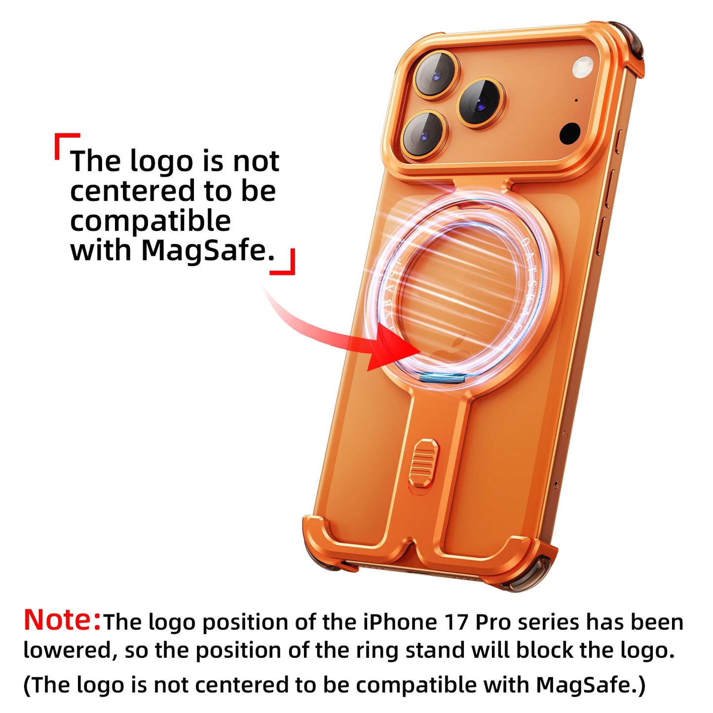 Eary Minimalist Phone Case for iPhone 17 Pro Max for Magsafe Wireless Charging 360°Magnetic Stand Aluminum Metal Frameless Cover