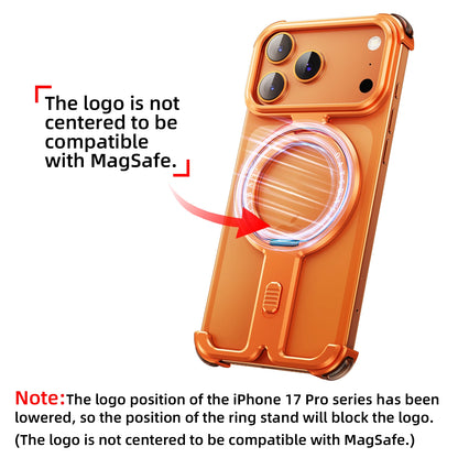 Eary Minimalist Phone Case for iPhone 17 Pro Max for Magsafe Wireless Charging 360°Magnetic Stand Aluminum Metal Frameless Cover