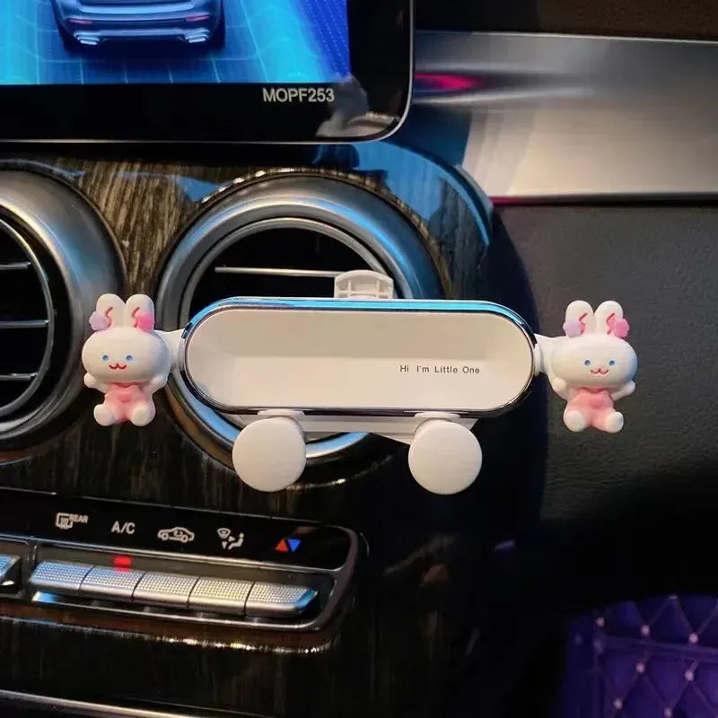 Cute Cartoon Car Mobile Phone Bracket Creative Rabbit Car Air Outlet Clip Mount Phone Navigation Fixed Support Bracket Holder