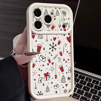 Cute Christmas Pattern Phone Case For iPhone 17 16 15 14 13 12 Pro Max 16 17 Pro 11 16e 17 Air Shockproof Soft Silicone Cover