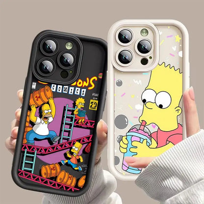 Case For Apple iPhone 11 15 Pro Max 14 Plus 13 12 Shockproof Protective Shell Silicone Funda Phone Cover Funny Cartoon SimpsonS