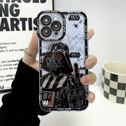 Stars Anime Wars Phone Case for iPhone 7 8 XR 13 Mini 11 12 Pro XS Max 14 Pro Max SE 15 Plus Shell TPU Cover Transparent Soft