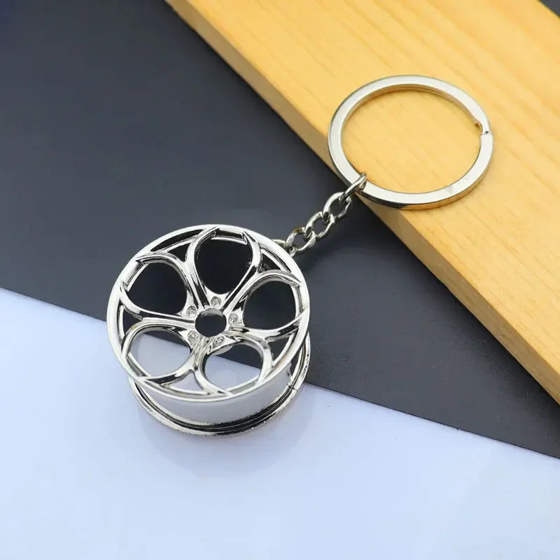 Creative Mini Auto Parts Car Wheel Keychain Auto Enthusiast Metal Keyring Accessories Key Ring Chain for Men Woman Lover Gift