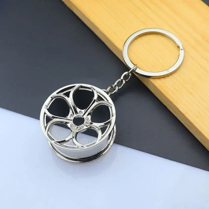 Creative Mini Auto Parts Car Wheel Keychain Auto Enthusiast Metal Keyring Accessories Key Ring Chain for Men Woman Lover Gift