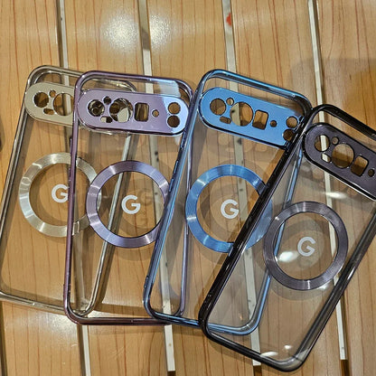 Clear Electroplating Compatible Magnetic Wireless Charging Phone Case For Google Pixel 10 9 8 A Pro XL Shockproof Protect Cover