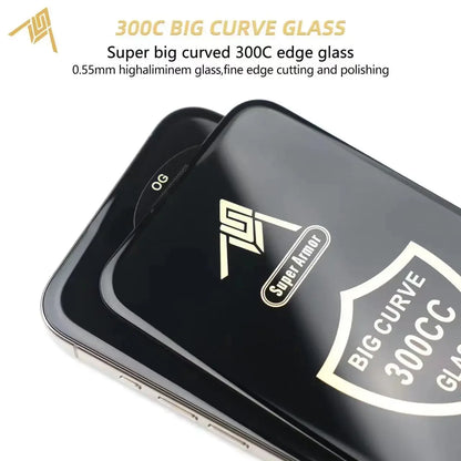 2Pcs 300CC Big Curve Tempered Glass For iPhone 16 13 11 12 15 Pro Max ESD Anti-Static Screen Protector For iPhone14 Plus X XR XS