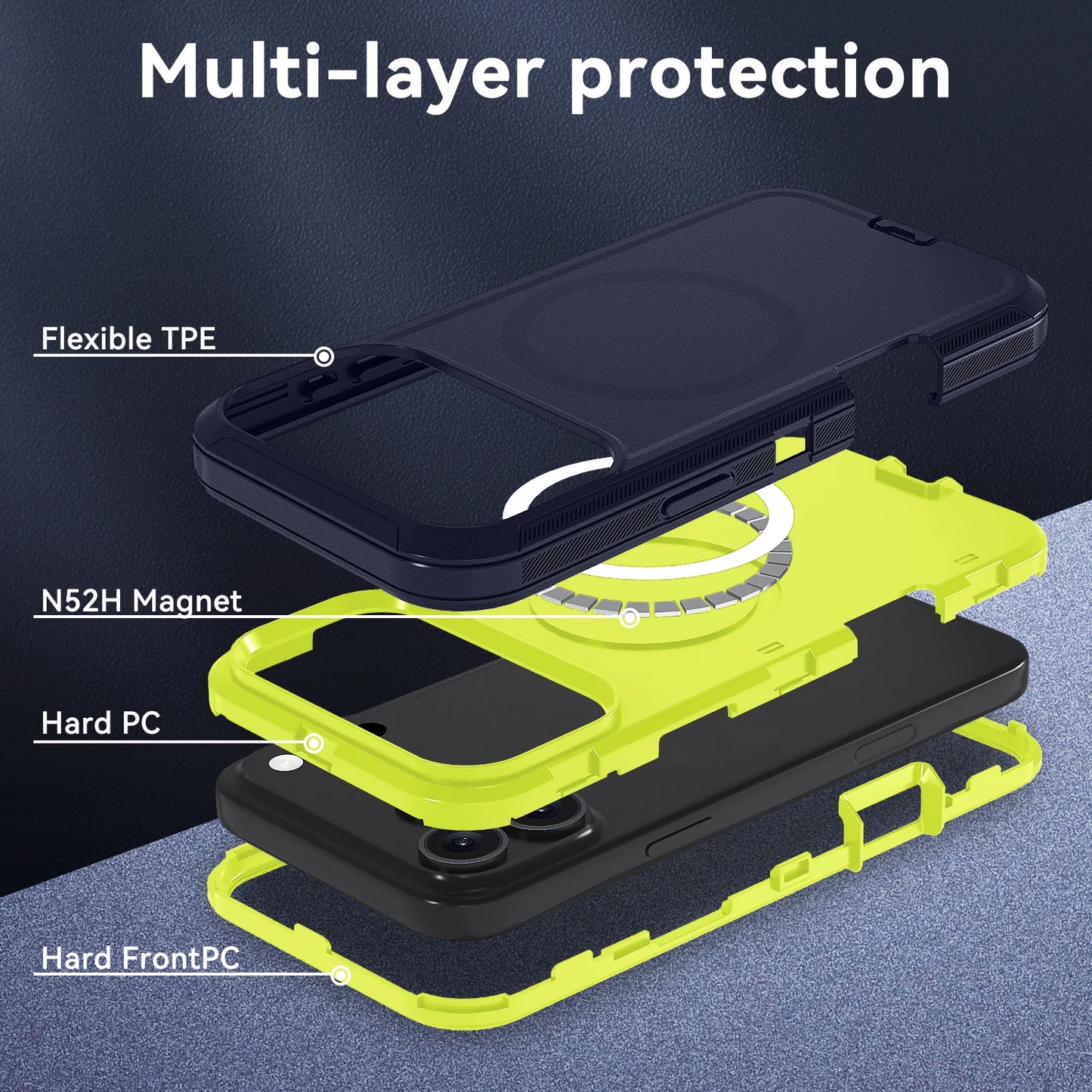 Heavy Duty Mechanical Rugged PC+TPU Case For IPhone 17 Pro Max 17 Air 16 Plus OTT-Box Magnetic Charging Enhanced Anti-Drop Cover