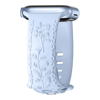 Flower Engraved Strap For Apple Watch Band 44mm 45mm 41mm 40mm 49mm 46mm 42mm Bracelet iwatch Series 11 10 SE 9 8 7 6 5 Ultra 2