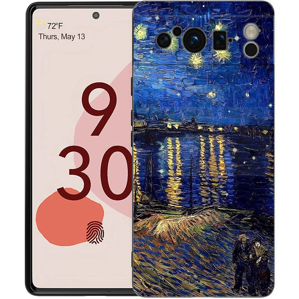 Phone Case Cover for Google Pixel 9 8 7 6 9A 8A 7A 6A Pro 10 9 Pro XL Soft TPU Shell Capas Van Gogh Art Starry Night Aesthetics