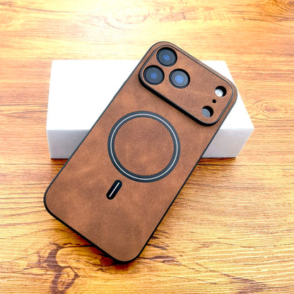 Luxury Faux Leather Retra Case For iPhone 17 Air 16 16E 15 14 13 12 11 Pro Max 17Pro iPhone17 Magsafe Wireless Charge Full Cover