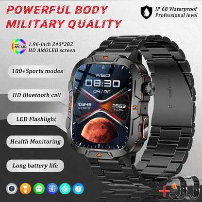 2025 New For Xiaomi Military Grade Smart Watch Men 1.96" AMOLED Screen 5ATM Waterproof Sports Fitness Tracker BT Call Smartwatch