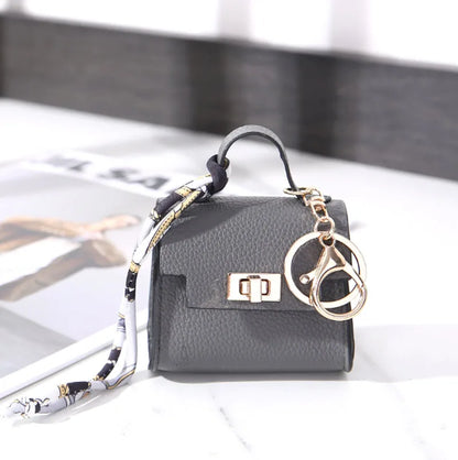 Luxury Fashion Mini Headphone Bag For Airpods 4 3 2 Pro 2 Galaxy Buds 3/3Pro Leather Purse Pendant Mini Keychain