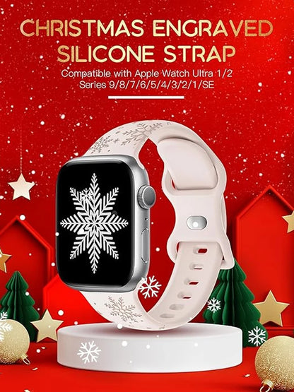 Christmas Engraved Strap For Apple Watch Band 49mm 46mm 45mm 44mm 42mm 40 41 Bracelet correa IWatch Series 11 10 SE 9 8 7 Ultra