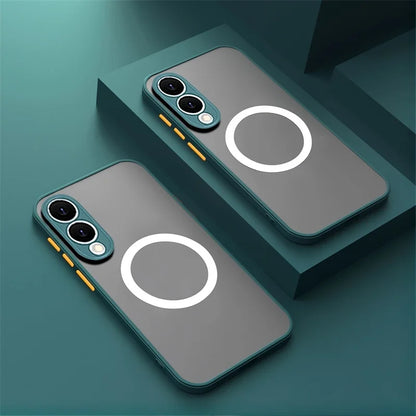 Matte Magnetic Case For Samsung Galaxy S25 Edge S24 Ultra S23+ S22 S21 FE A56 A55 A54 A36 A35 A34 A16 A15 5G Translucent Cover