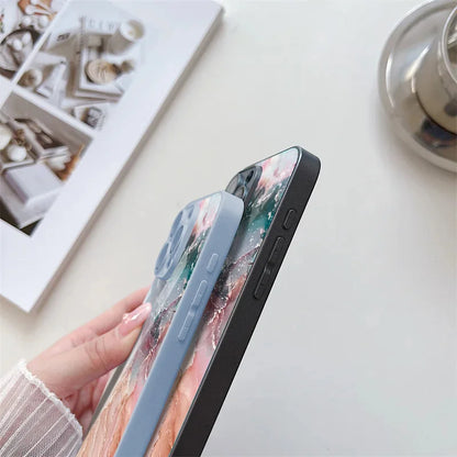 Marble Pattern Phone Case For iPhone 16 Pro Max Case iPhone 15 13 11 12 14 Pro Max 16e X XR XS 7 8 Plus SE Tempered Glass Cover