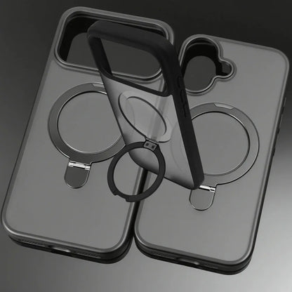 Matte Magnetic Phone Case with Finger Ring Stand for IPhone 17 Pro Max 17Air Hard PC Back Cover Holder for Magsafe Charge Cases