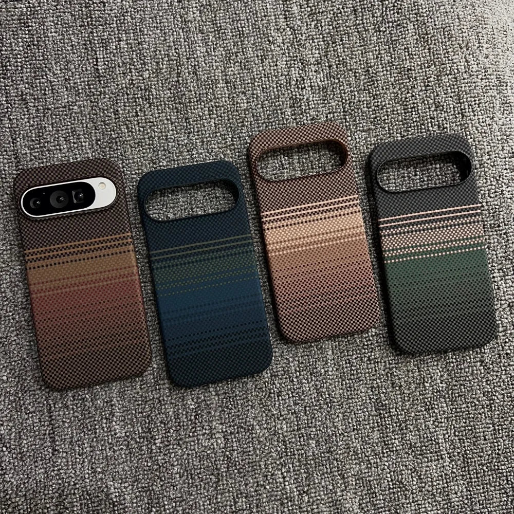 Luxury Frosted Half Border Carbon Fiber Kevlar Magsafe Phone Case For Google Pixel 10 9 Pro ProXL Magnetic Wireless Charge Cover