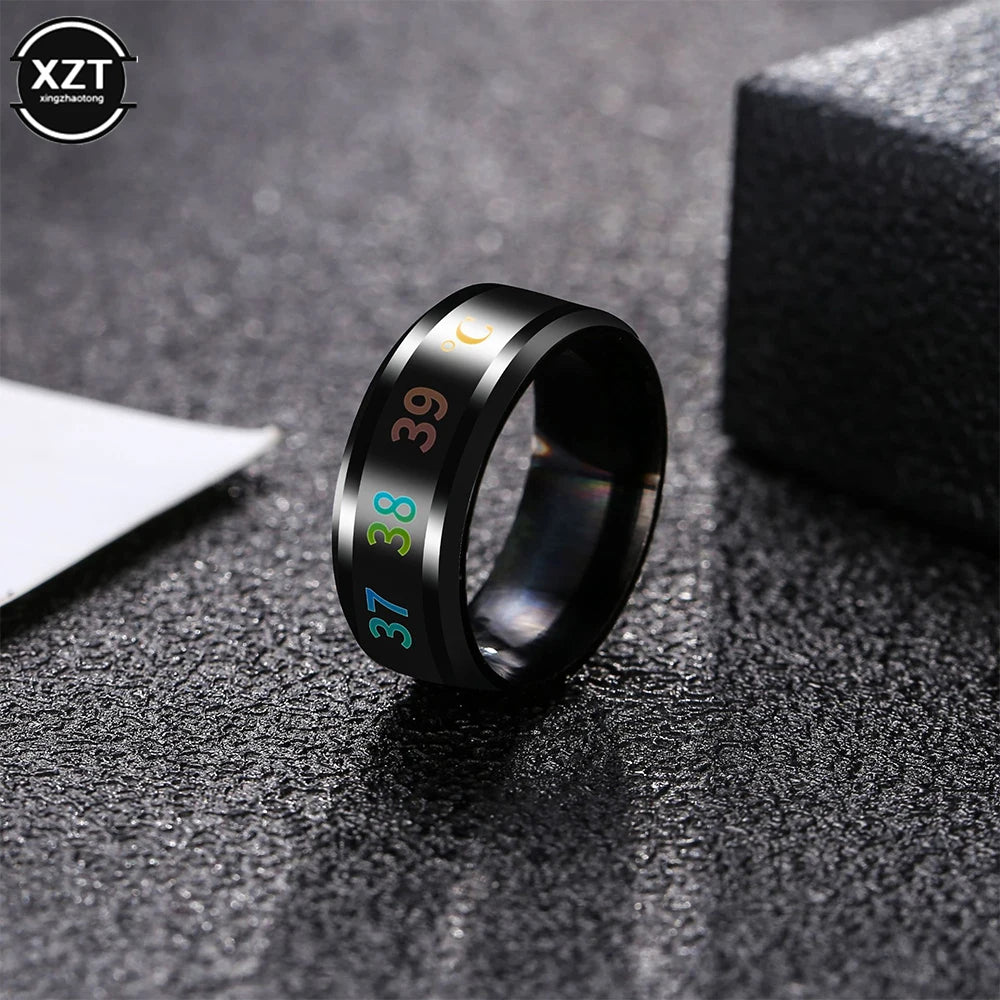 Multifunctional Waterproof Intelligent Smart Temperature Couple Ring Titanium Steel Finger Jewelry Fingertip Temperature Sense - covers4phones