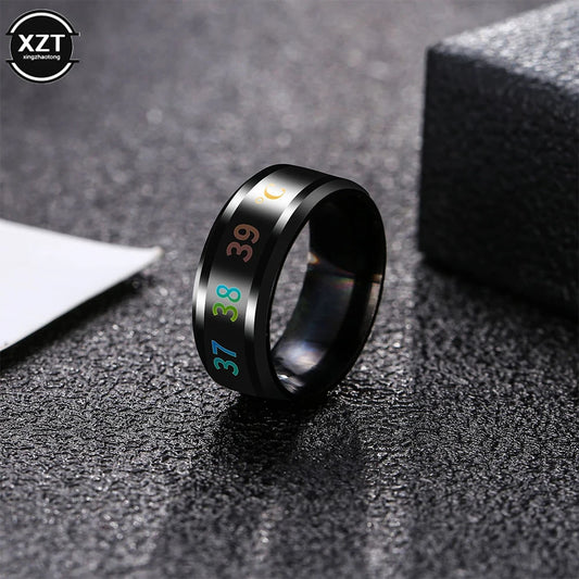 Multifunctional Waterproof Intelligent Smart Temperature Couple Ring Titanium Steel Finger Jewelry Fingertip Temperature Sense - covers4phones