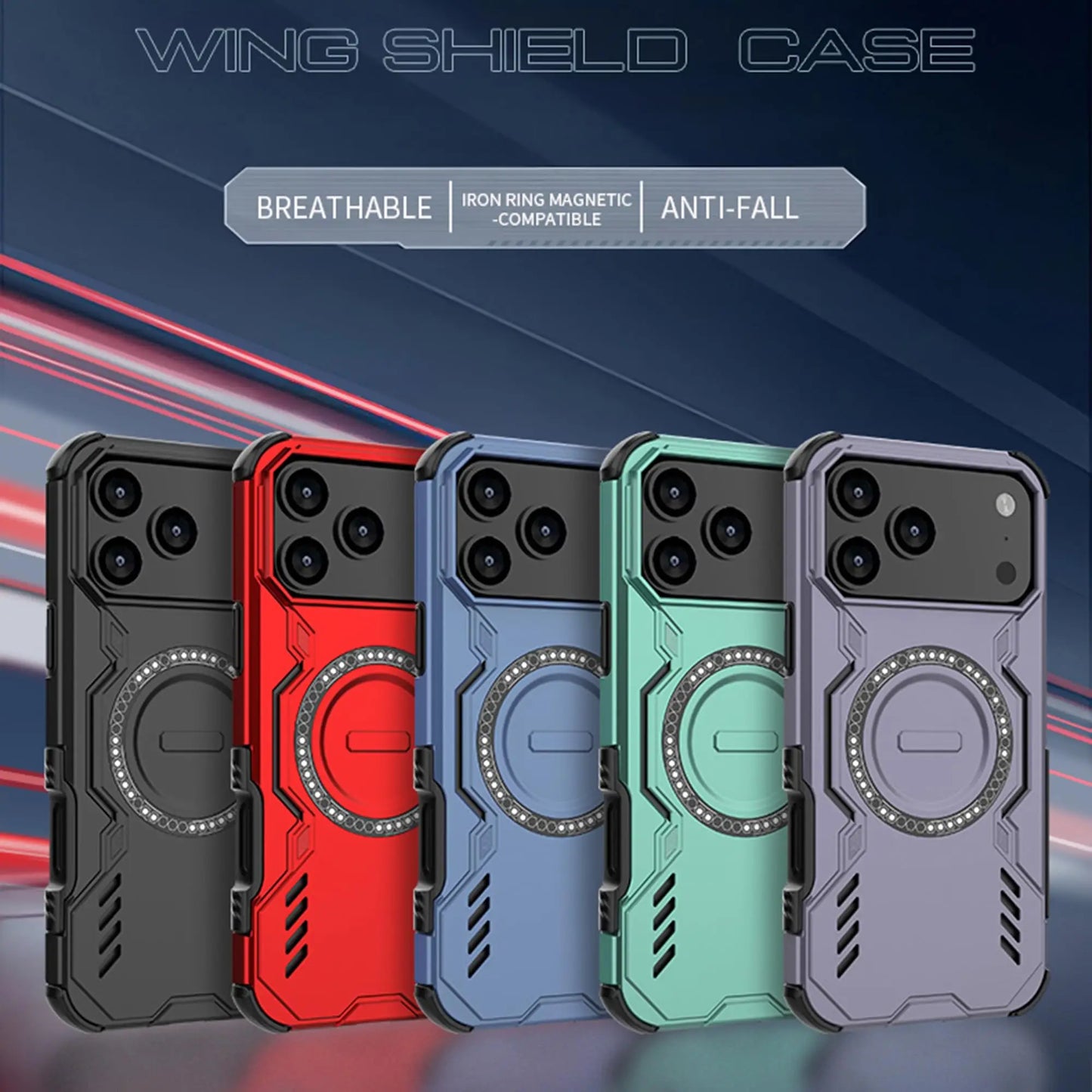 Case For iPhone 17 Pro Max Air 16 15Pro Max Plus Magnetic Ring Stand Armor Anti-fall Protection Kickstand Cover