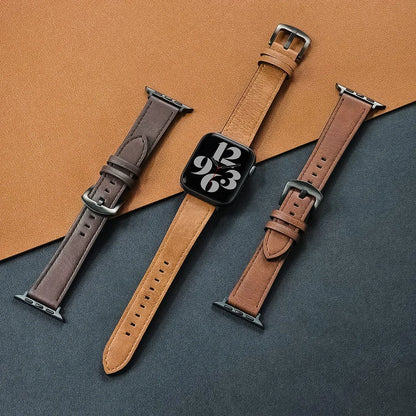 Calf Leather Watch Band for apple watch strap 49mm 46 45 42 40mm 41mm Woman Man bracelet for iWatch series 11 10 9 8 7 6 Se Band