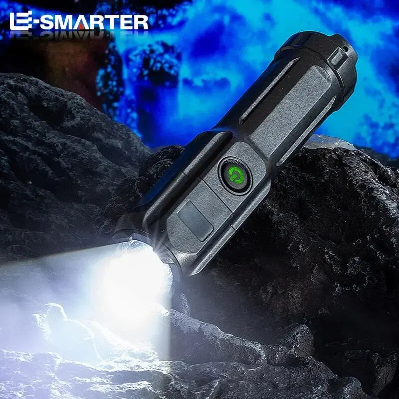 Telescopic Zoom Tactical Flashlights Rechargeable LED Torch 4 Lighting Modes Long-Range Waterproof Camping Fishing Flashlight - covers4phones