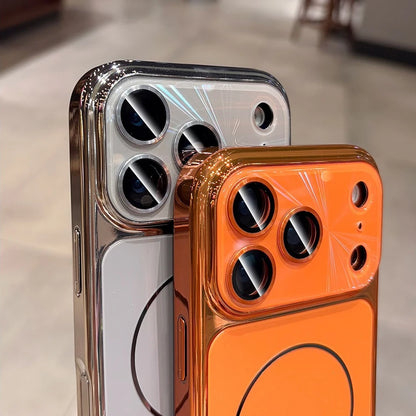 For iPhone 17 Pro Max Magsafe Case AG Matte Back Plating Bumper Cover for iPhone 13 14 15 16 Pro Max 17Pro Laser Pattern Cases