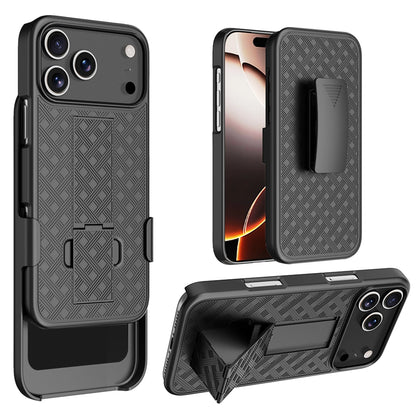 Fit iPhone 17 Pro Kickstand Phone Case, ShockProof Heavy Duty Armour Tough Stand Case With Belt Clip For iPhone 17 Pro Max 6.9"