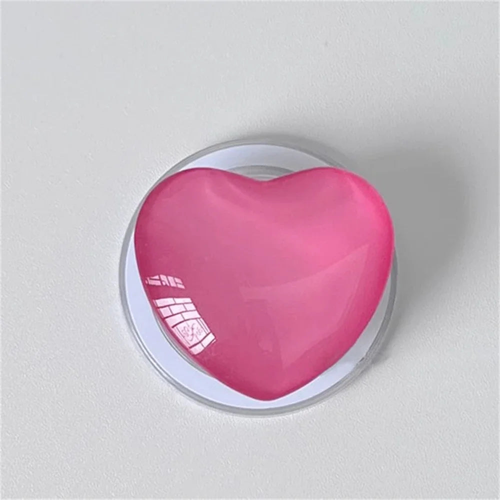 Korean Cute 3D Glass Love Heart For Magsafe Magnetic Phone Griptok Grip Tok Stand For iPhone Wireless Charging Holder Bracket