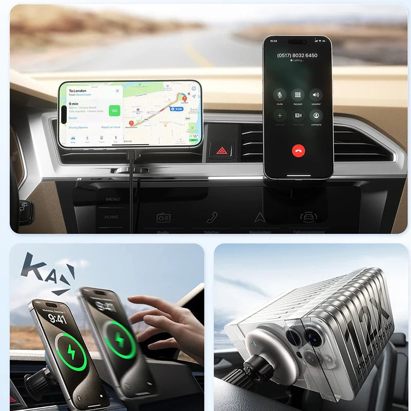 UYUXIO Magnet Wireless Car Charger 15W Fast Charging Magnetic Car Mount Phone Holder Air Vent for iPhone 16 15 14 13 Pro Max 12
