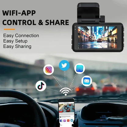 4K Ultra HD Dash Cam Night Vision Front 2160P With Back 1440P Car Video Camera Logger G Sensor Loop Recording App WiFi Control