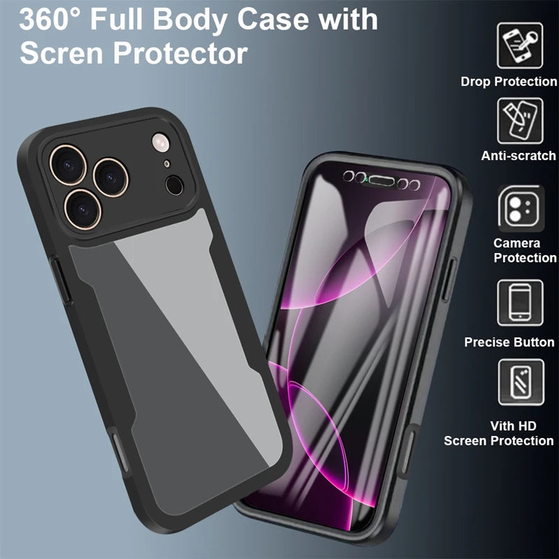 Claer 360 Full Body Protection Case For iphone 17 Pro Max iphone17 Air 5G Front Screen Shockproof Bumper Cover