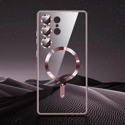 Luxury Glitter Plating Clear Silicone Soft Case For Samsung S25 Edge S24 S23 S21 FE S22 Ultra Plus Magnetic For Magsafe Shell