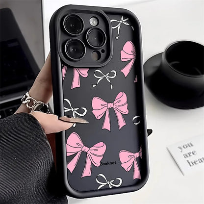 Cute Pink Bowknot Bow Phone Case For iPhone 11 Case iPhone 13 14 15 12 17 16 Pro Max X XR XS 7 8 Plus SE Protective Cover Funda