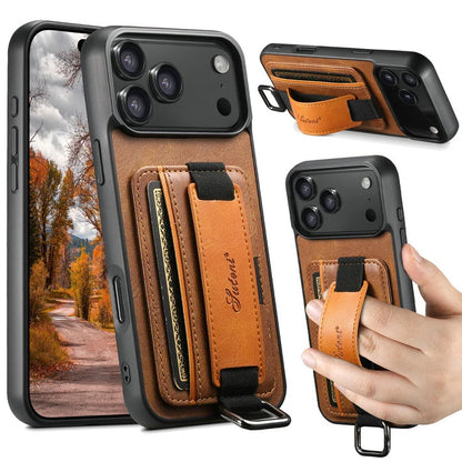 Luxury Case For iPhone 17 Pro Max 5G 2025 Wrist strap Leather Card Stand Funda For iPhone 17 Air Back Cover iPhone17 Pro Etui
