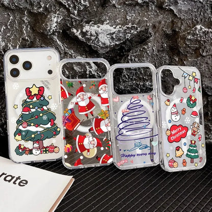 Christmas Santa Claus Magnetic Magsafe Phone Case For Samsung Galaxy S22 S23 S24 S25 FE Plus Ultra Edge Z Flip 3 4 5 6 7 Casing