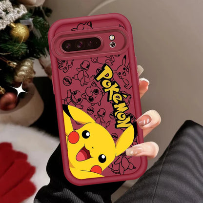 P-Pokemones Cute Anime For Google Pixel 9 8A 8 7 7A Pro XL 5G Eye Ladder Phone Case Soft TPU Shockproof Cover