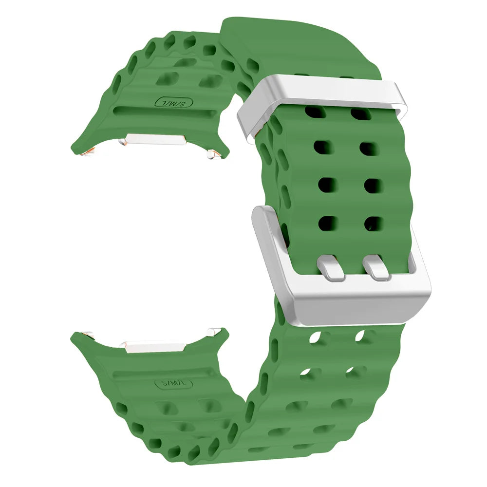 NEW Marine Silicone Strap For Samsung watch ultra 47mm Bracelet No Gaps Sport two-tone Band for Galaxy 7 ultra watchband straps