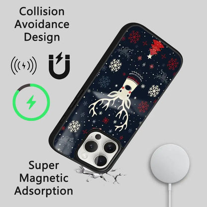 Christmas Reindeer phone case for iPhone 17 16 15 14 13 12 11 Pro Max Plus Mini Magsafe Magnetic Wireless Mirror Funda