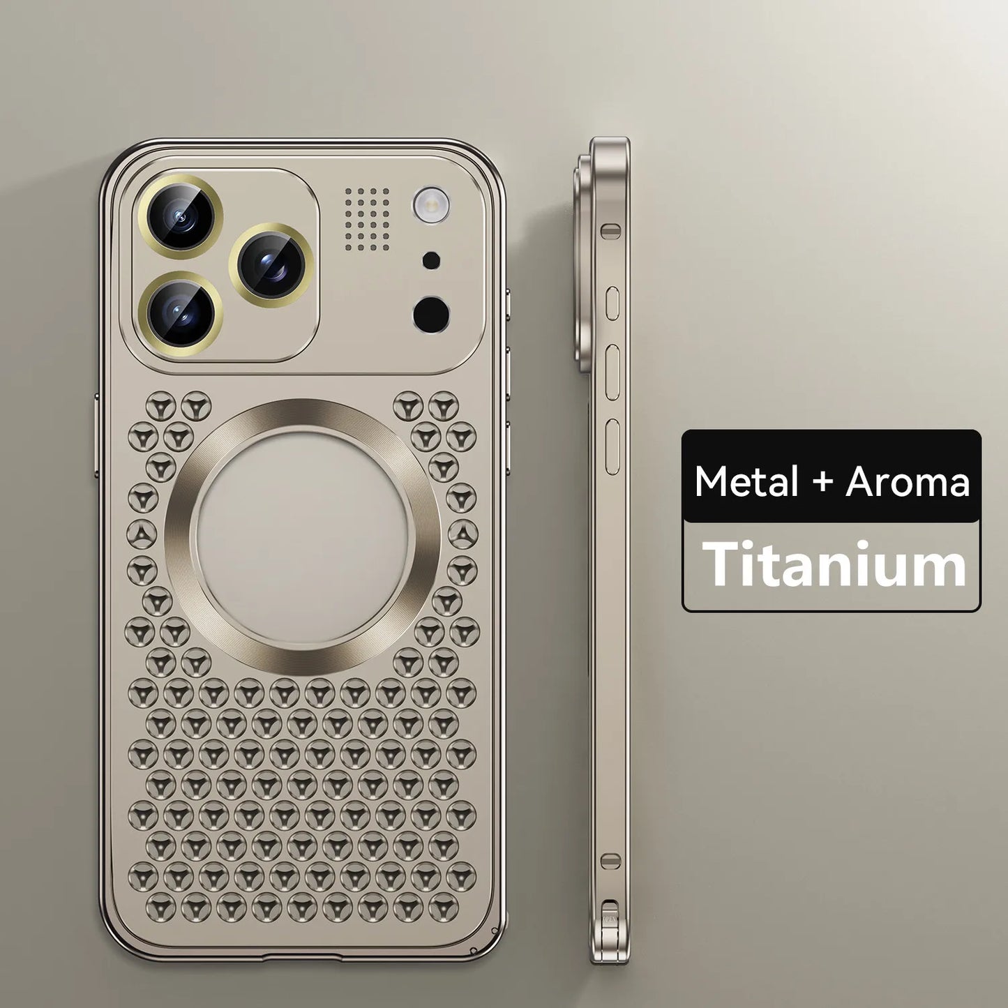 Aroma Metal Phone Case For iPhone 17 16 15 14 13 12 Pro Max Aluminum Alloy Heat Dissipation Anti-fall Lens Protect Magnetic Case