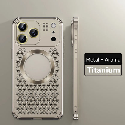 Aroma Metal Phone Case For iPhone 17 16 15 14 13 12 Pro Max Aluminum Alloy Heat Dissipation Anti-fall Lens Protect Magnetic Case