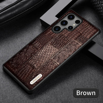 LANGSIDI Genuine Leather Retro Phone Case For Samsung Galaxy S 25 S25 S23 S24 Ultra S24 Plus S25Plus S25Ultra Luxury Back Cover