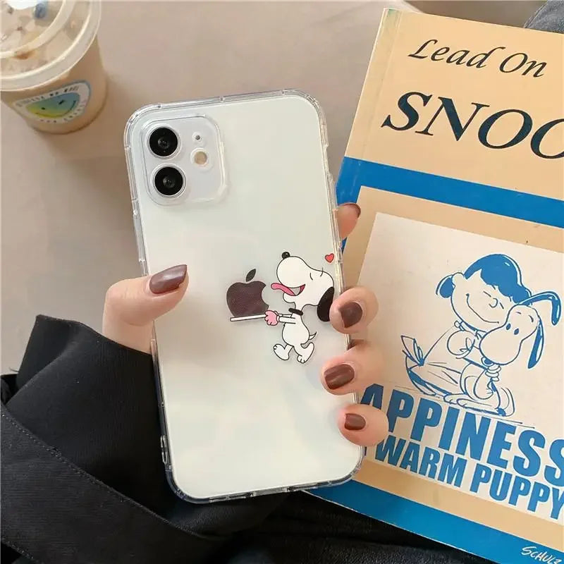 Cute Funny Snoopy Case For Iphone 15 Pro Max 11 14 13 12 Mini 6s 6 7 8 Plus X XS XR Cover Silicone Couqe Soft Transparent
