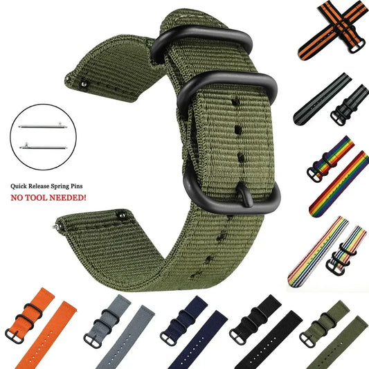 18mm 20mm 22mm 24mm Nylon strap For Samsung Galaxy watch 3 4 5 pro 6 7 46mm 42mm Active2 Amazfit Bip S3 frontier Sports band