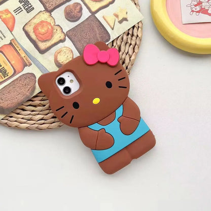 Hello Kitty 3D Bow Kawaii Phone Case for iPhone 16 15 14 13 12 11 Pro Max XR XS MAX 7 8 Plus MINI Cartoon Y2K Silicone Cover